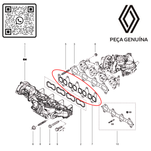 140355101R JUNTA DO COLETOR DE ADM. MOT M9T 2.3 16V MASTER 2022 EM DIANTE RN 55101R -4-